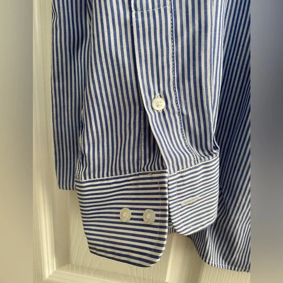 Dockers Men’s Button Down Shirt Blue White Striped Long Sleeve Men’s Size XL - Picture 6 of 7